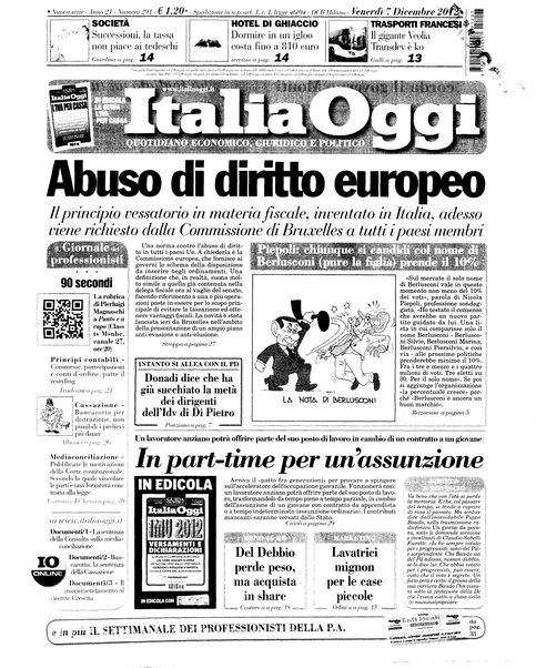 Italia oggi : quotidiano di economia finanza e politica